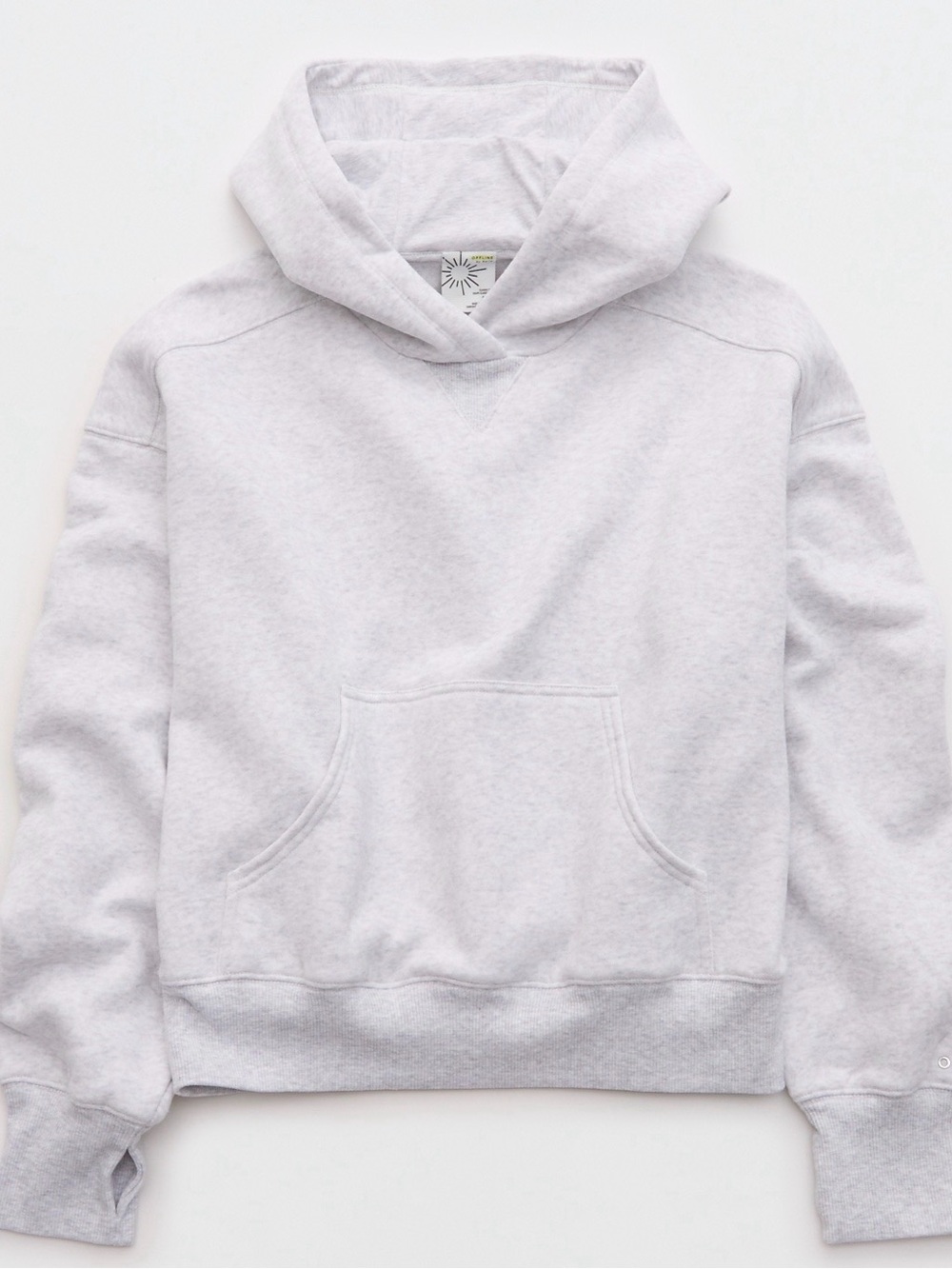 OFFLINE by aerie Cloud Fleece Classic Length Light Heather Gray Pullover Hoodie